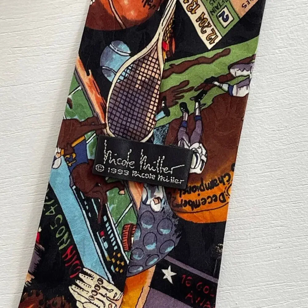 Nicole Miller Vintage 90s Men's Sports Tie NFL MLB NBA 100% Silk Novelty